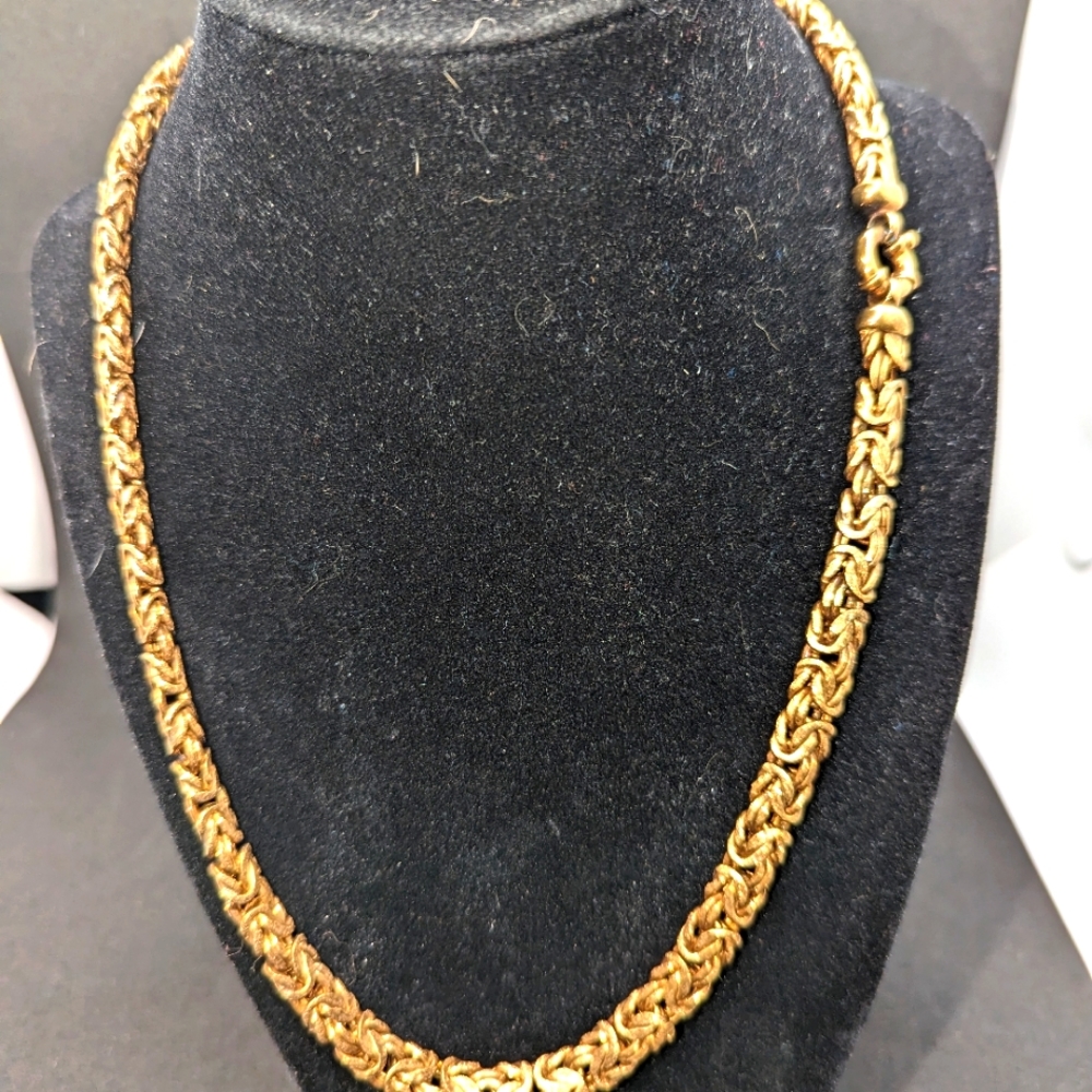 Men's Byzantine 20"Gold Vermail Chain over 925 Sterling Silver